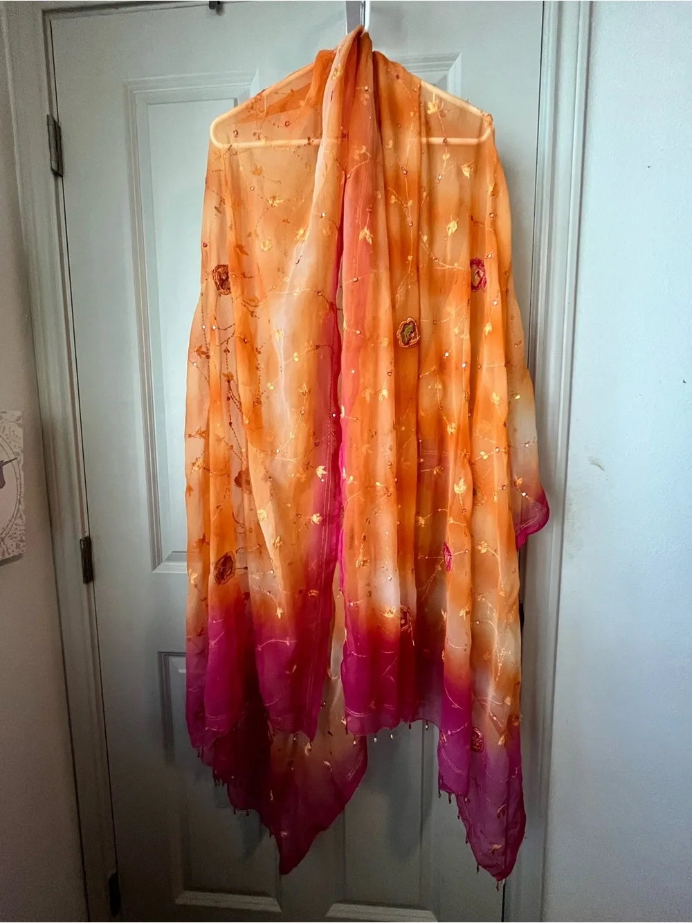Orange to Pink Ombre Women'. Dupatta